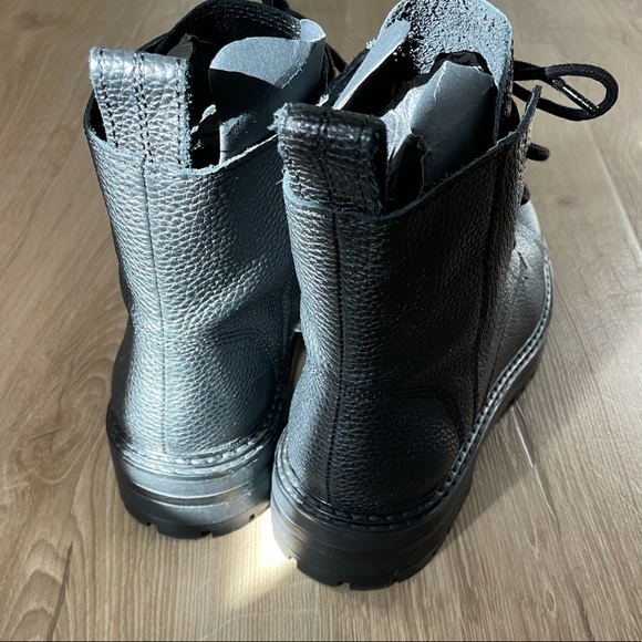 ZARA LOW HEEL LACED 100% LEATHER ANKLE BOOTS - Picture 8 of 12